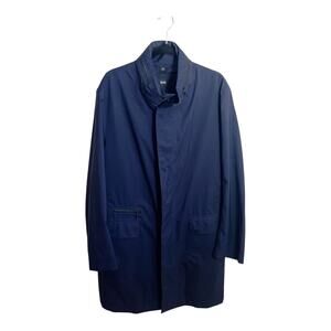 Hugo Boss Mens Water Repellent Jacket Navy Hooded Button and Zip Size 42L